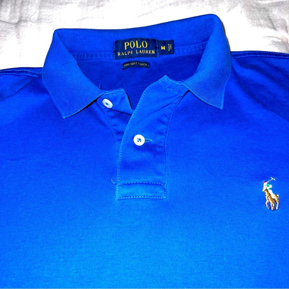 Polo collar shirt, royal blue size med
